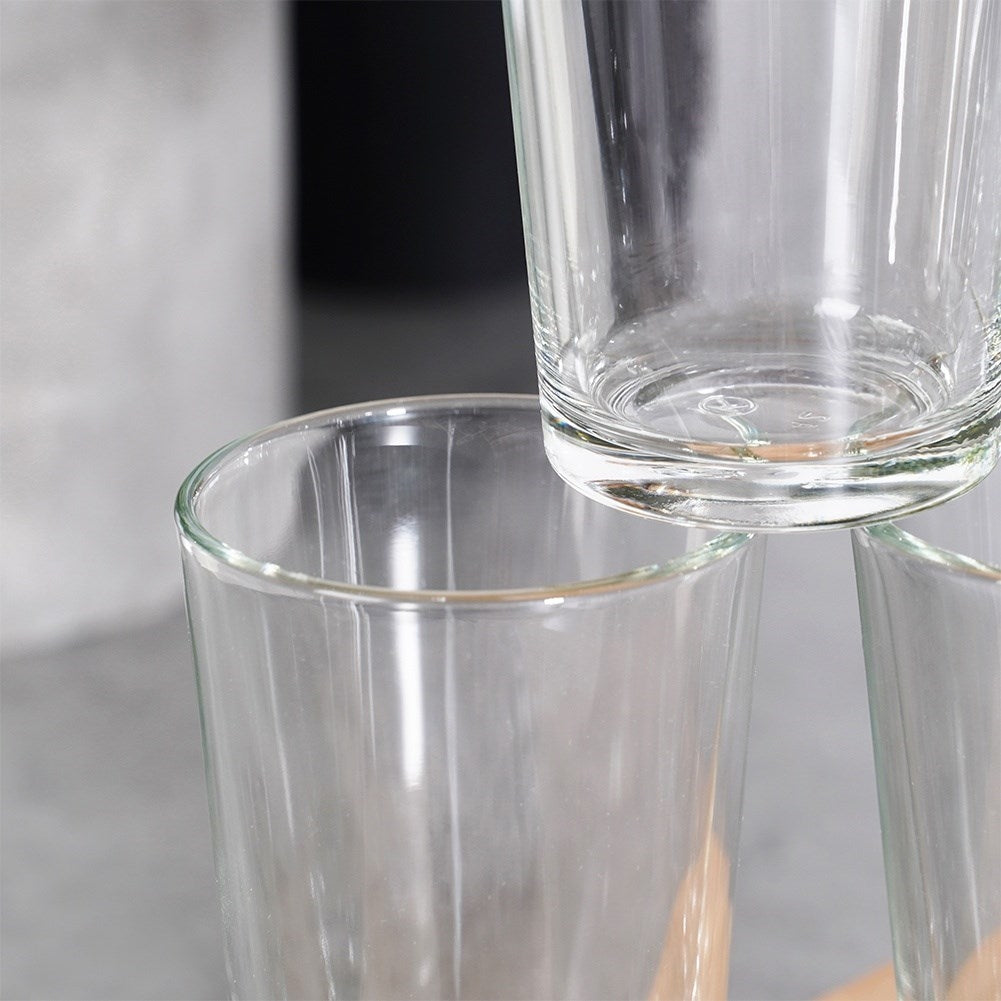 Six glasses 200 ml: Thick, clear glass for drinks