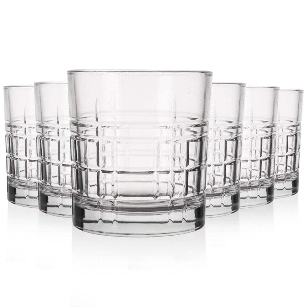 Six glasses 300 ml in thick, clear glass for all drinks