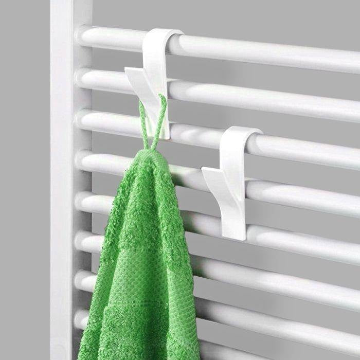 Six hooks for towels and clothes on radiators