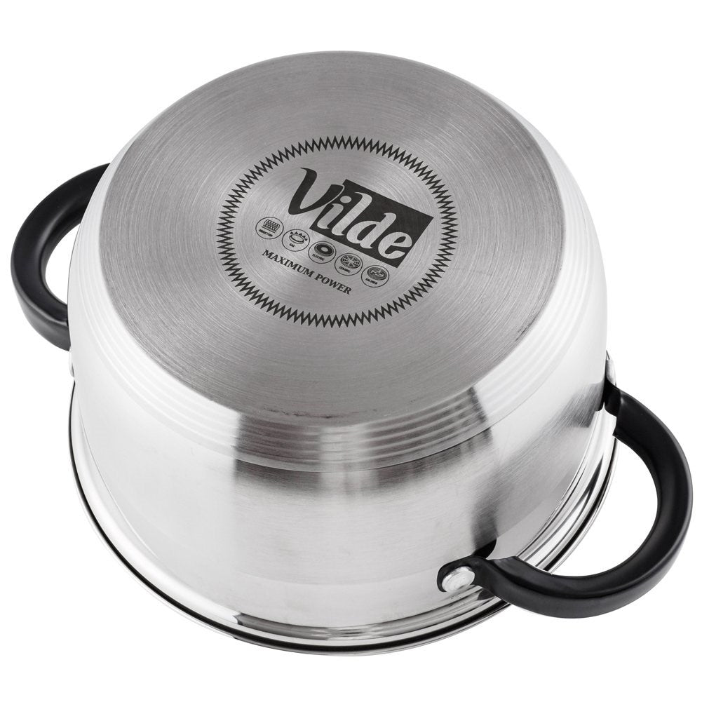 Six-piece kitchen set in stainless steel for all stoves and dishwashers