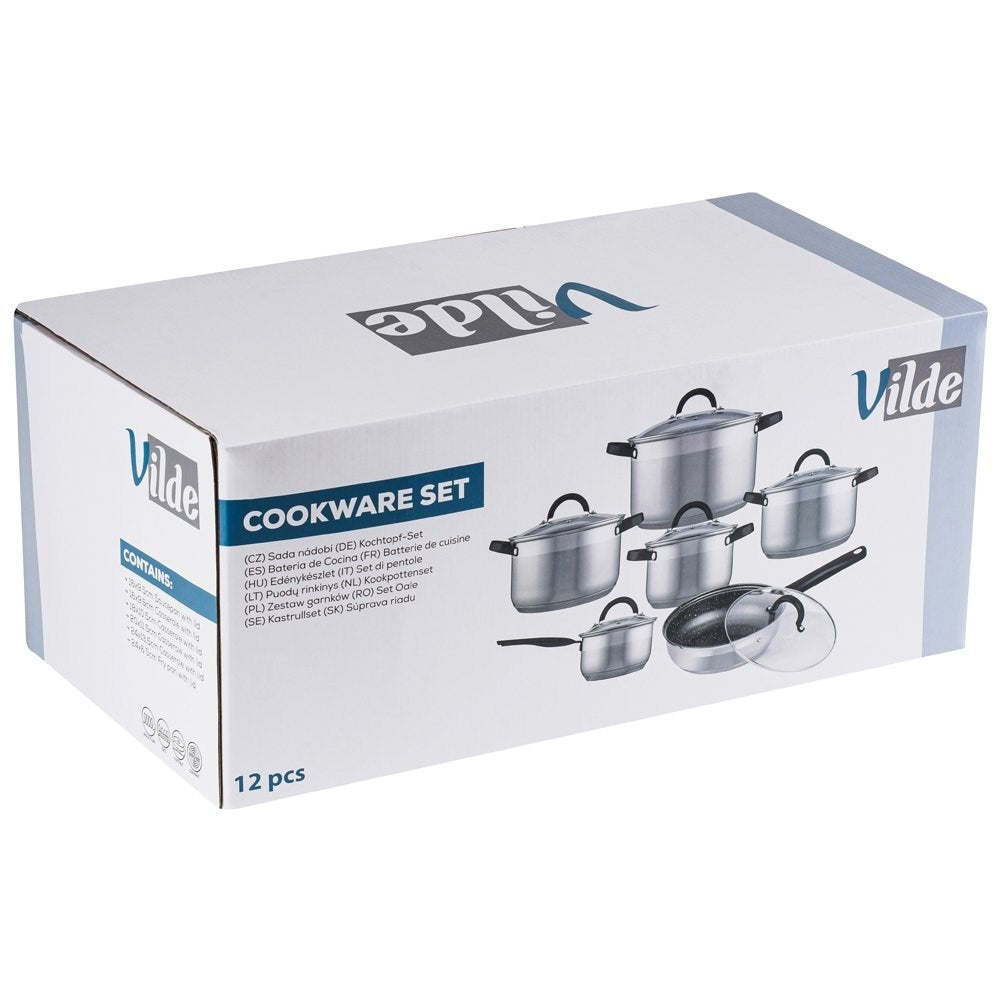 Six-piece kitchen set in stainless steel for all stoves and dishwashers