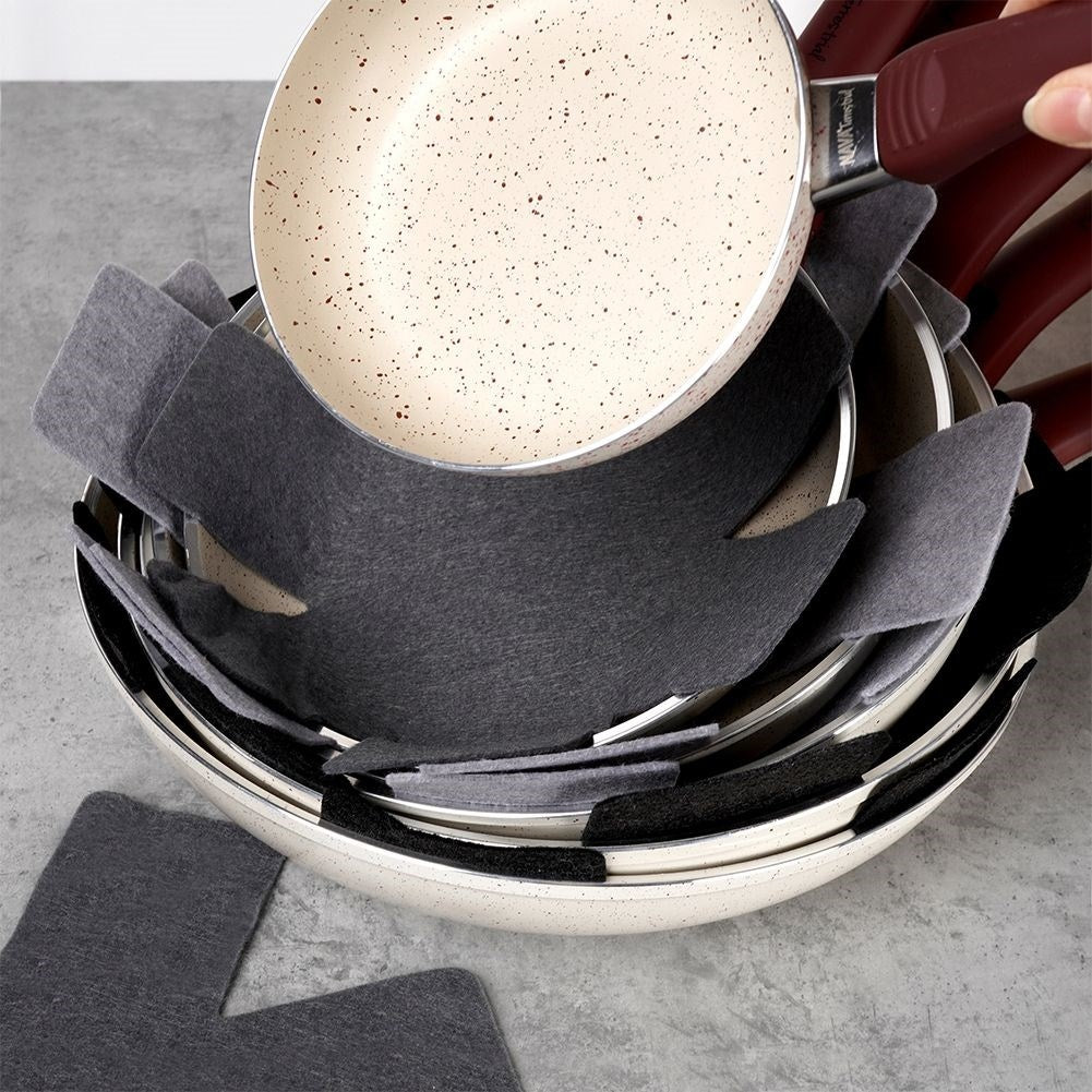 Six protective pads for kitchen utensils, against scratches