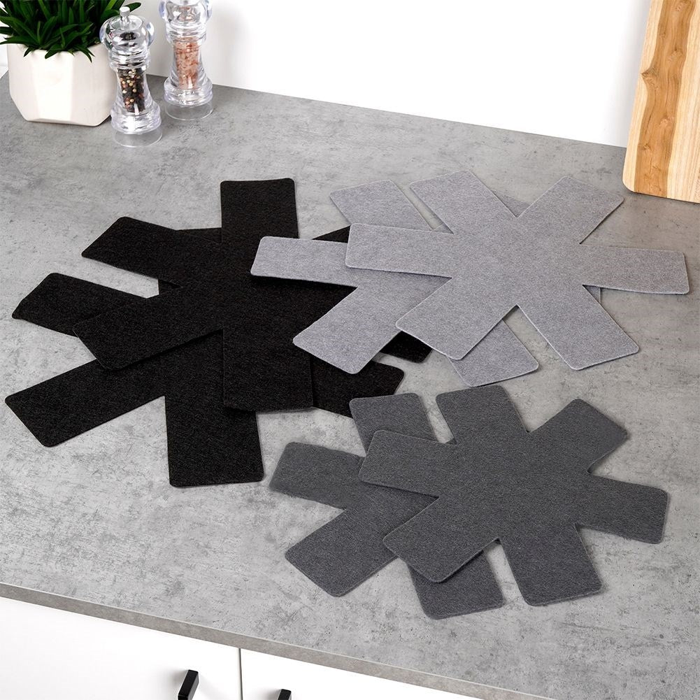 Six protective pads for kitchen utensils, against scratches