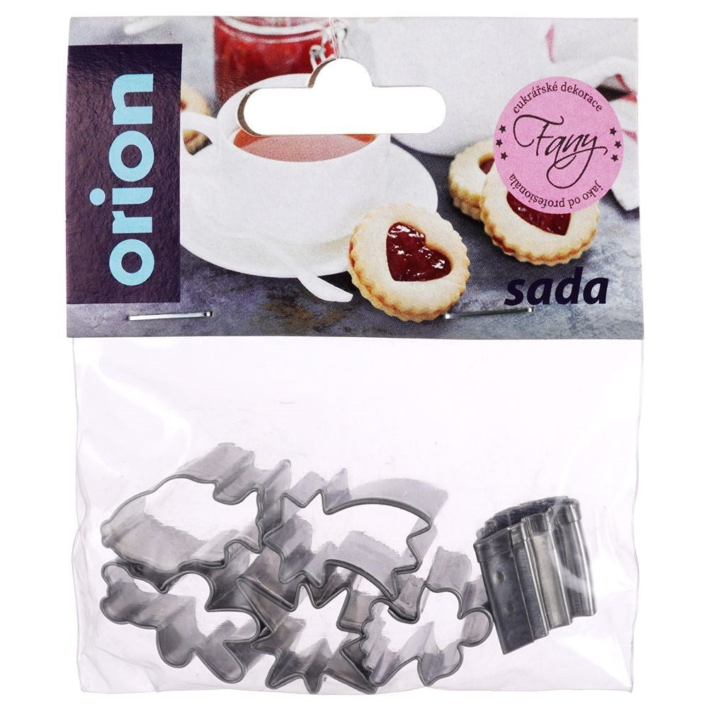 Six small cookie tins in a Christmas motif made of stainless steel