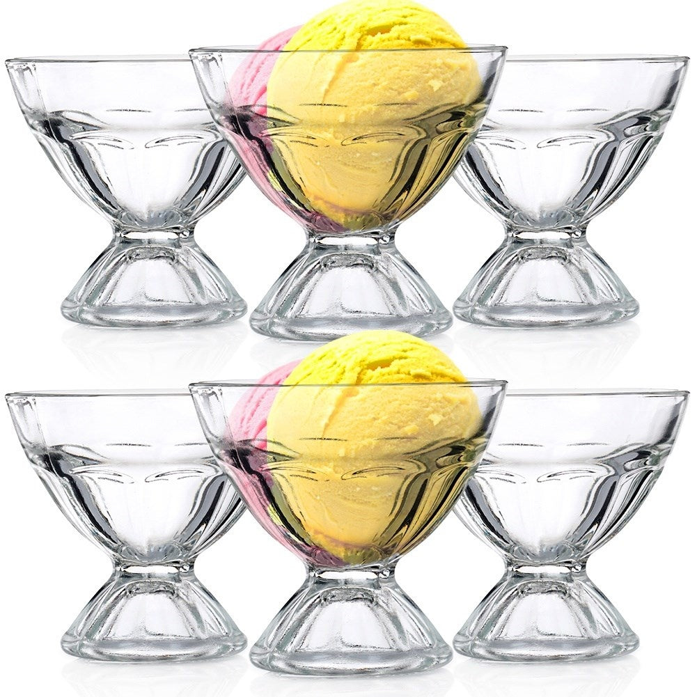 Six small glass dessert bowls, perfect for snacks and desserts