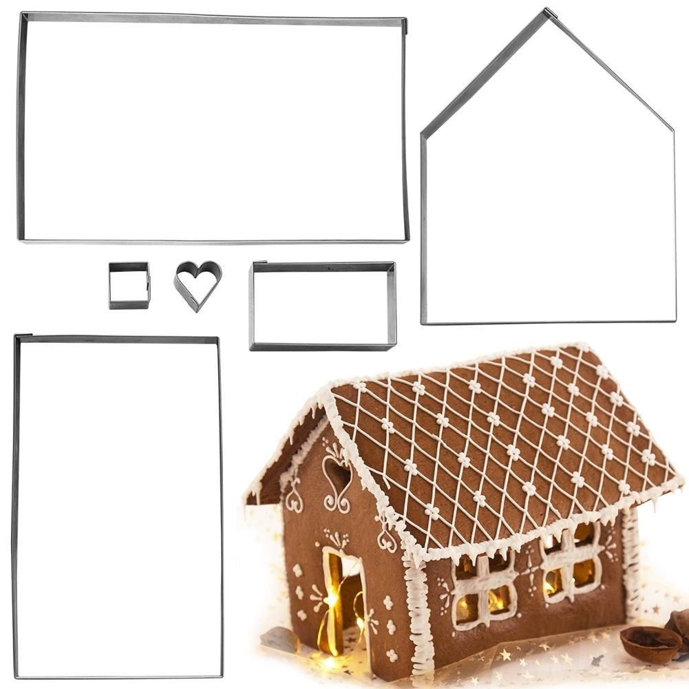 Six stainless steel gingerbread molds for 3D gingerbread houses