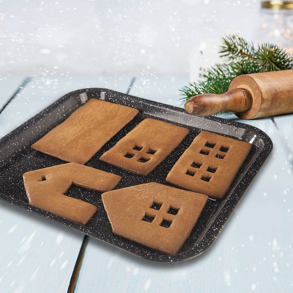 Six stainless steel gingerbread molds for 3D gingerbread houses
