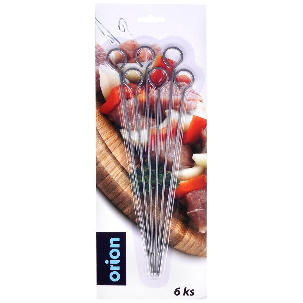 Six stainless steel skewers for vegetables and meat, perfect for the grill