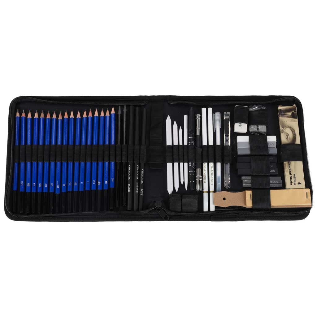 Sketching Art Set – 54-Piece Pencil & Charcoal Kit