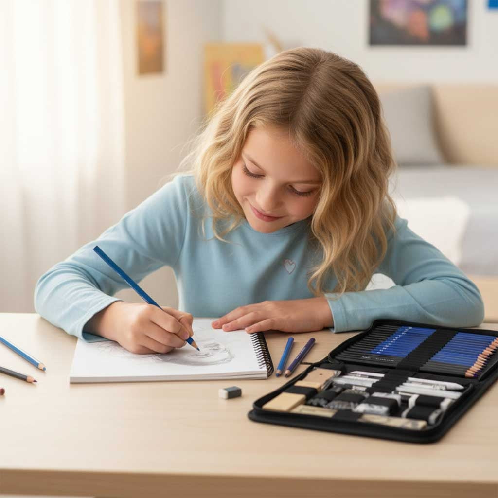 Sketching Art Set – 54-Piece Pencil & Charcoal Kit