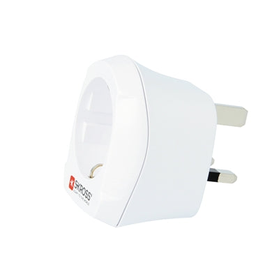 Skross Europe to UK Grounded Travel Adapter, 13A, 100-250V - White