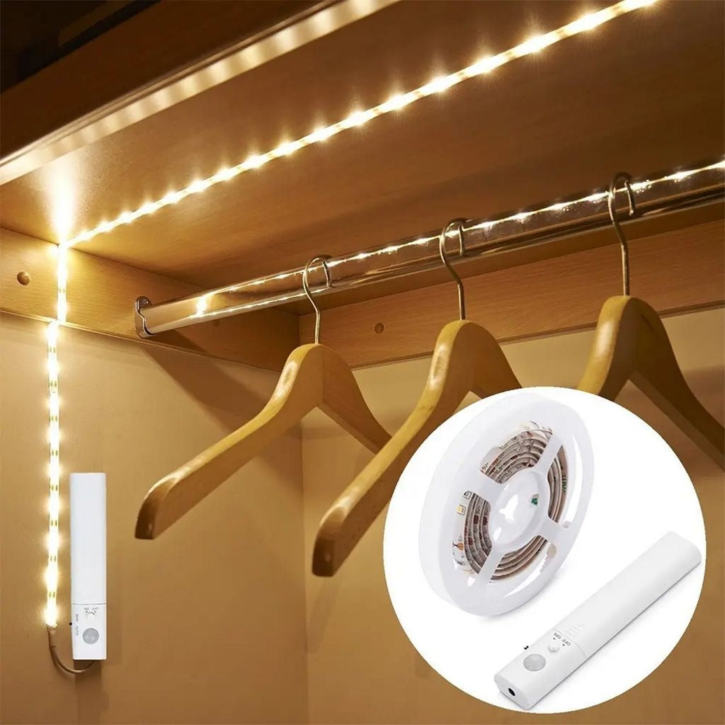 Skylt LED-remsa för skåp och garderober med rörelsesensor 3M - Varmvit