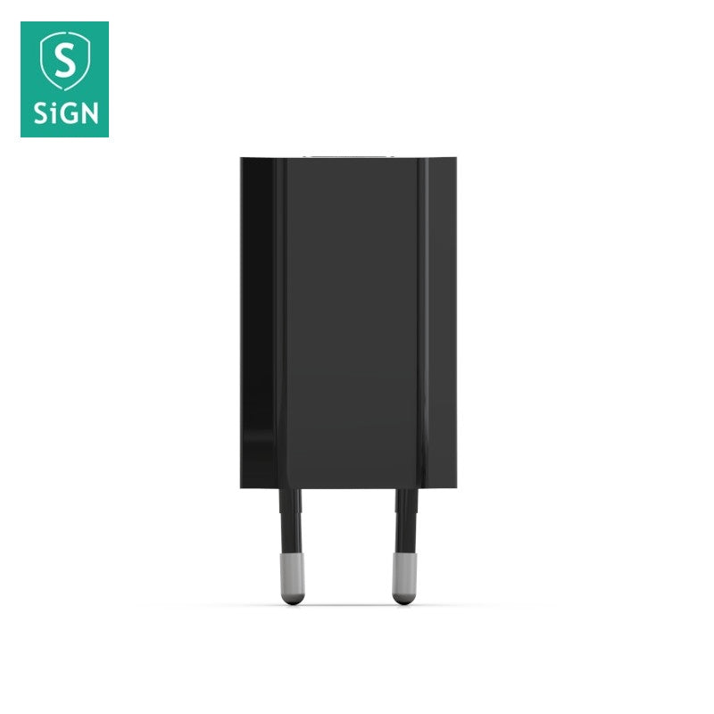Skylt Väggladdare För iPhone, Android, 1A - Svart