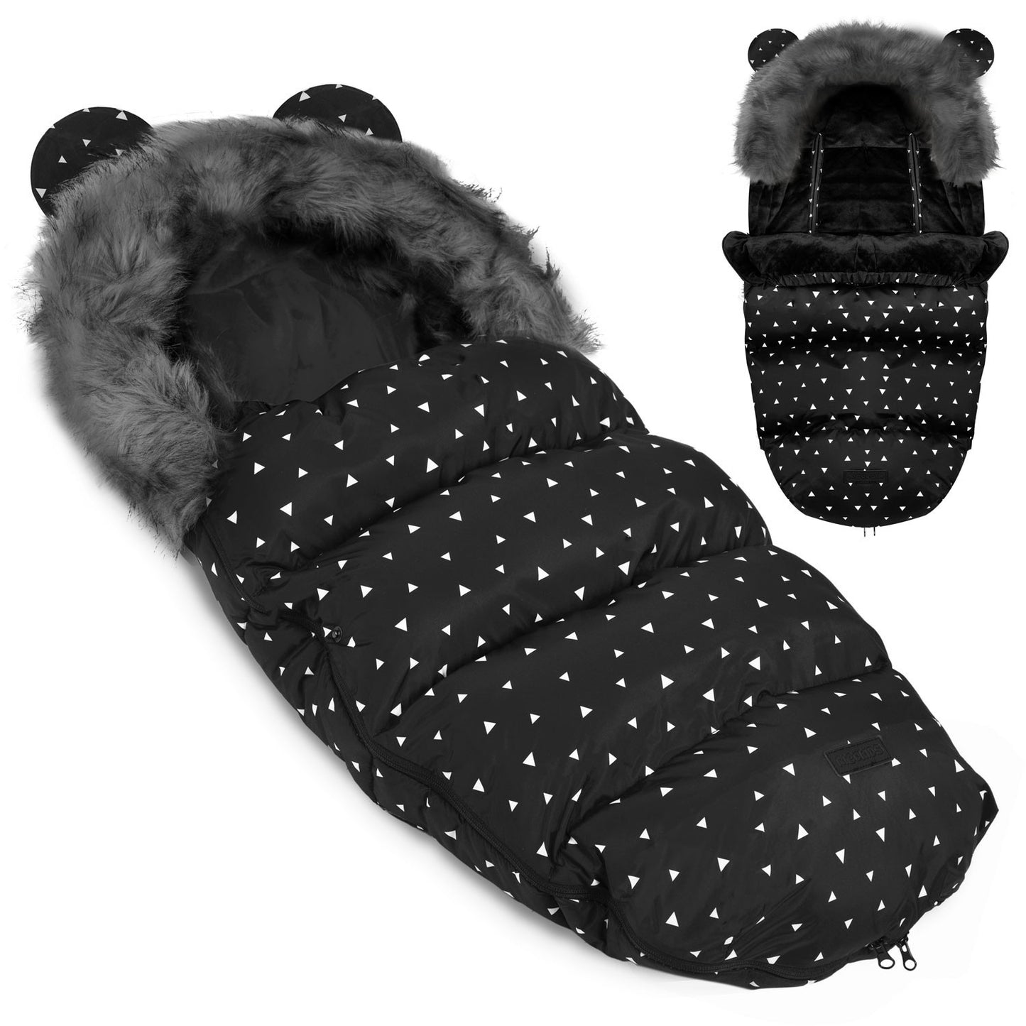 Sleeping bag for pram and sled Elmi Ricokids - black with triangles