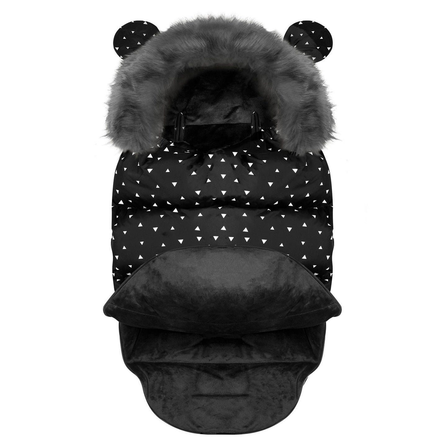 Sleeping bag for pram and sled Elmi Ricokids - black with triangles