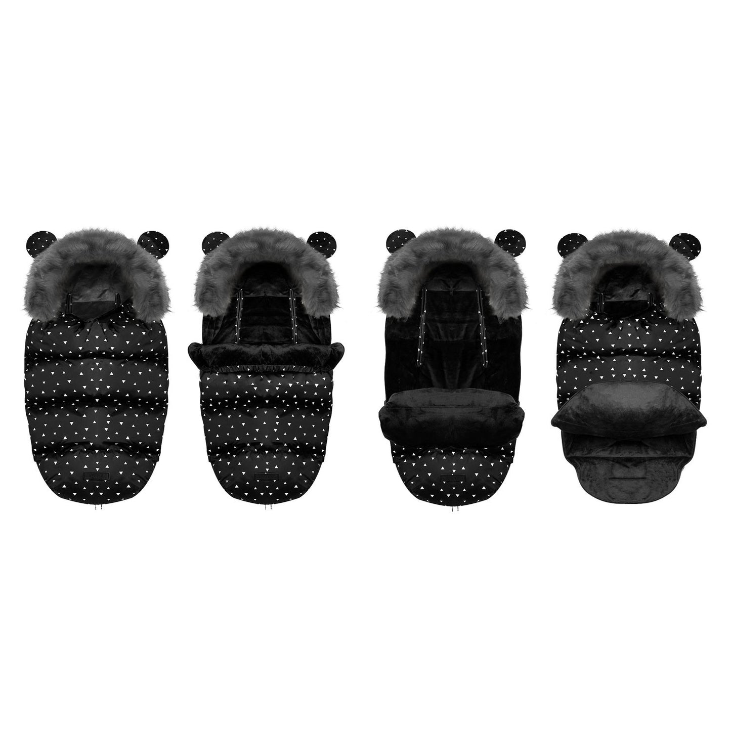 Sleeping bag for pram and sled Elmi Ricokids - black with triangles