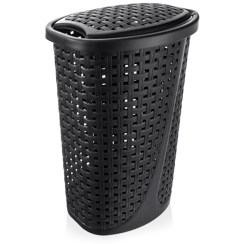 Slim bathroom basket with lid, light and breathable material