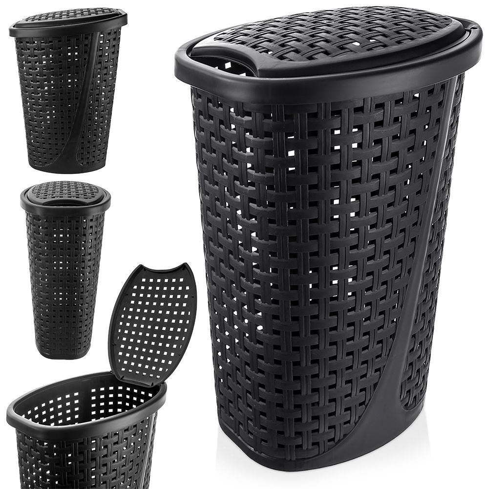 Slim bathroom basket with lid, light and breathable material