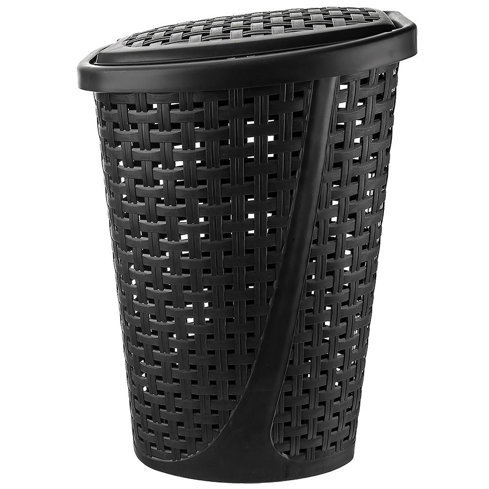 Slim bathroom basket with lid, light and breathable material