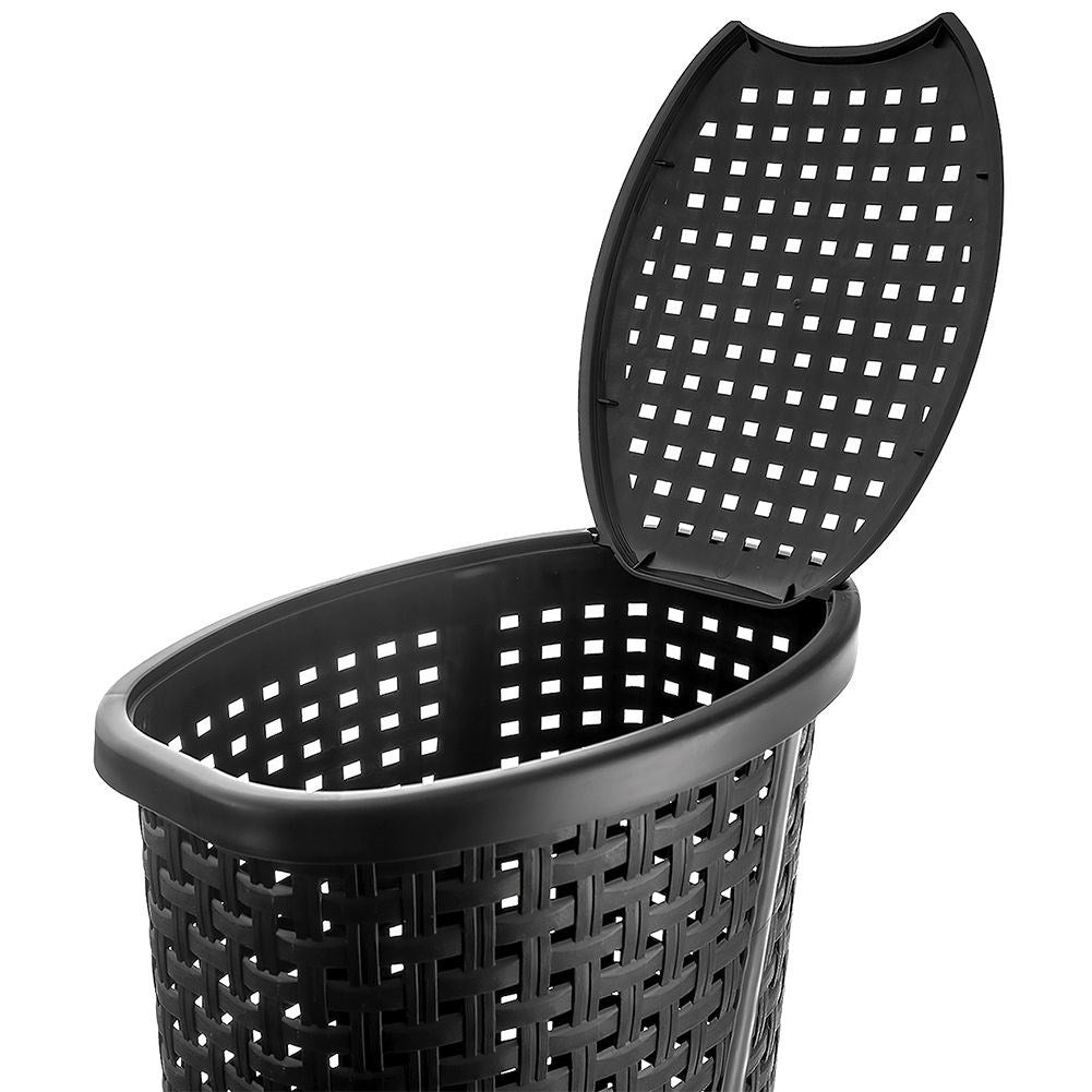 Slim bathroom basket with lid, light and breathable material