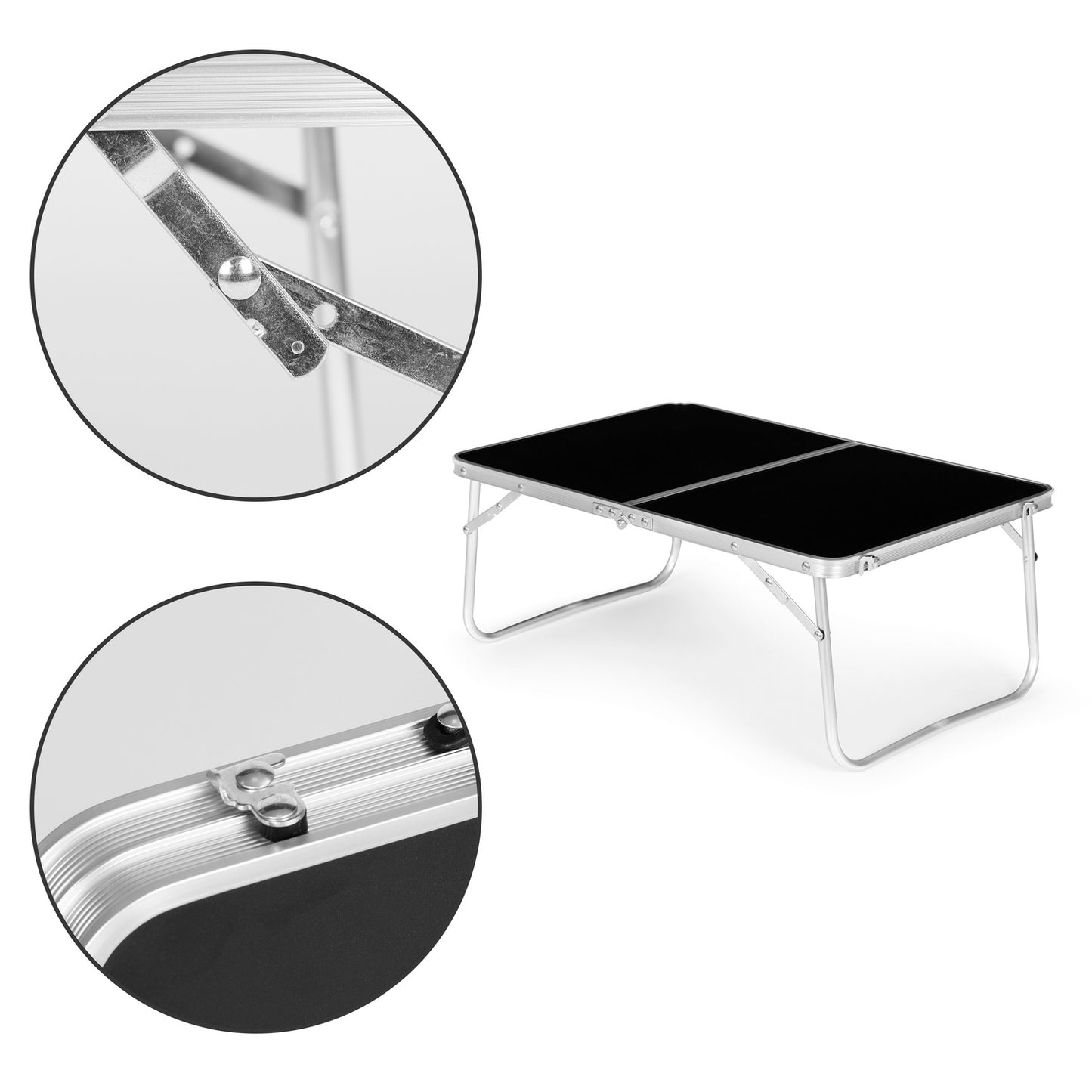 Small Camping Picnic Table Folding 60x40 cm Black MultiGarden