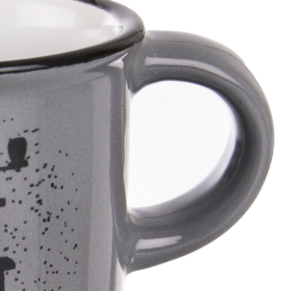 Small Decorated Ceramic Espresso Cup with Coffee Grinder Motif