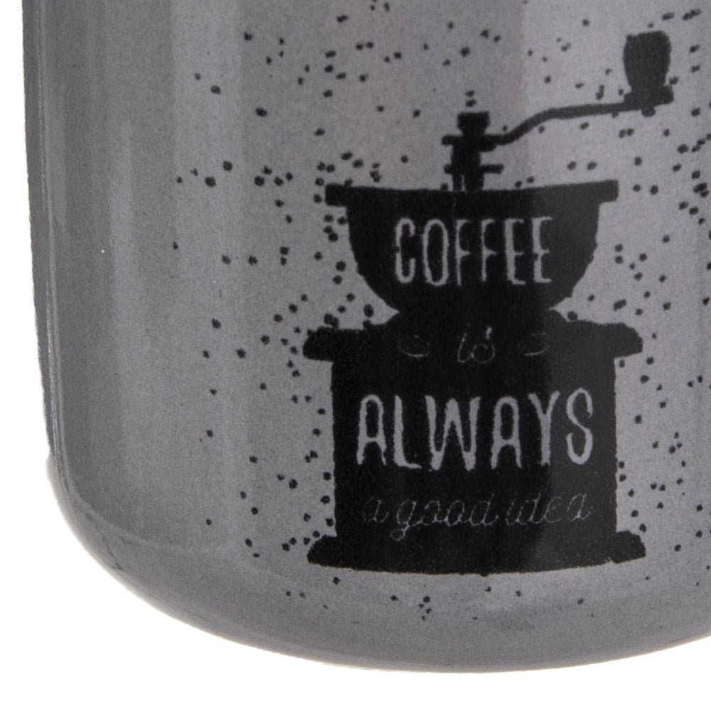 Small Decorated Ceramic Espresso Cup with Coffee Grinder Motif