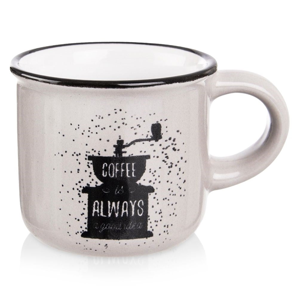 Small Decorated Espresso Cup with Coffee Grinder Motif