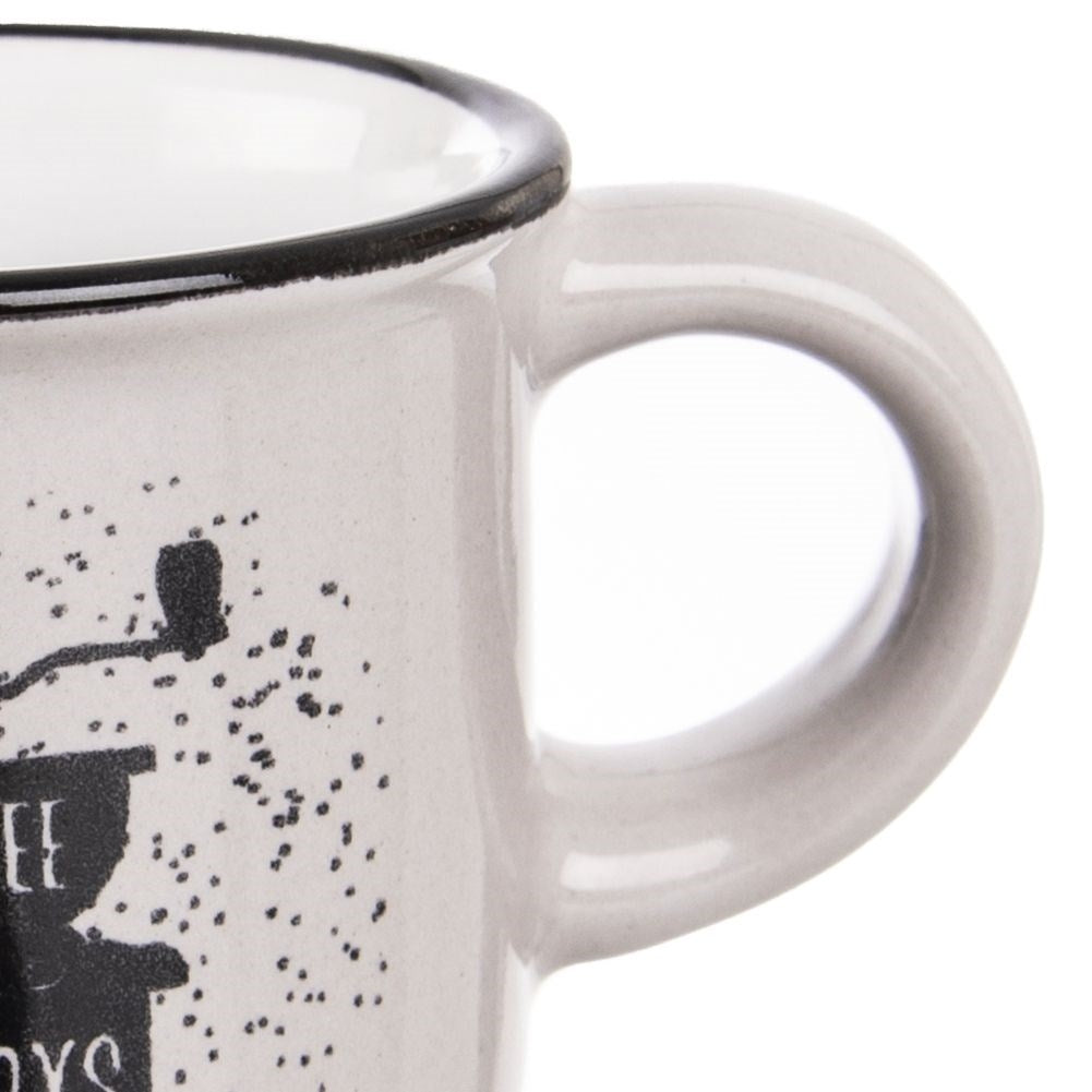 Small Decorated Espresso Cup with Coffee Grinder Motif