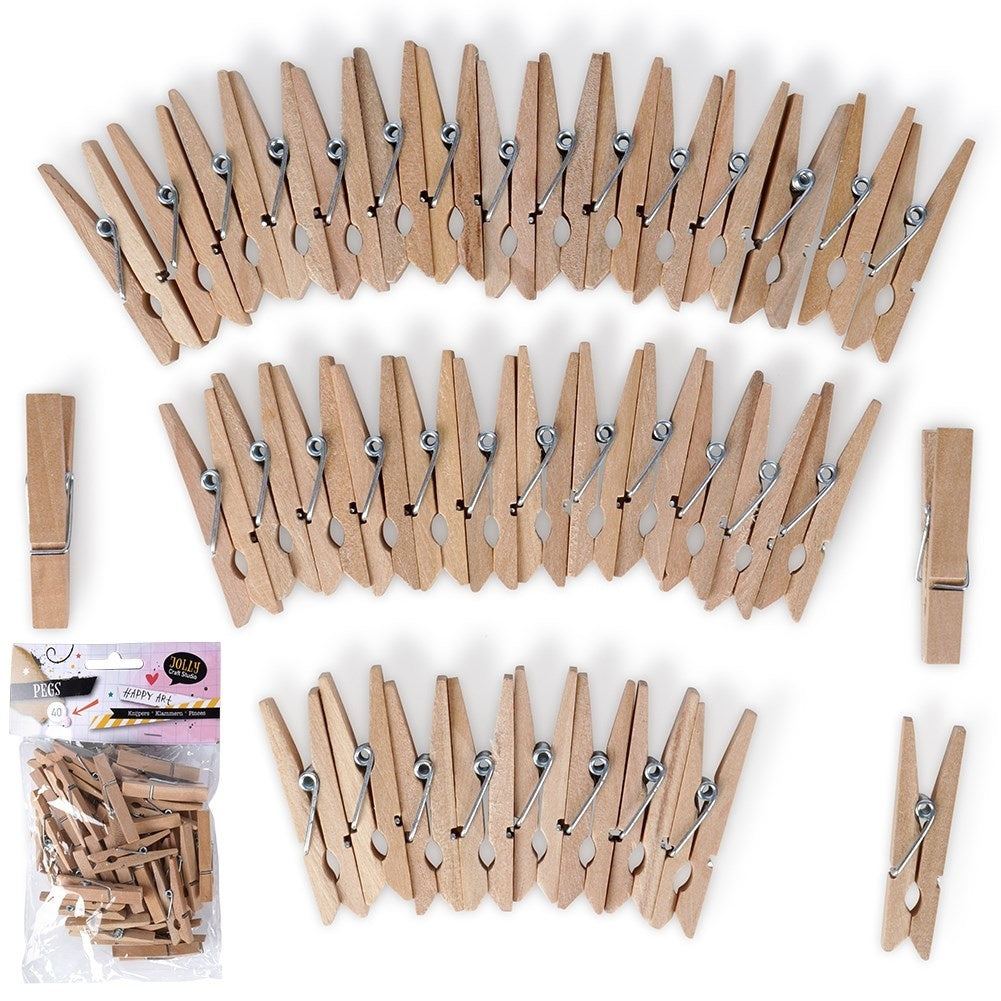 Small clips 4.5 cm in pine for photos and postcards