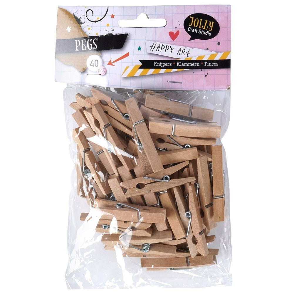 Small clips 4.5 cm in pine for photos and postcards