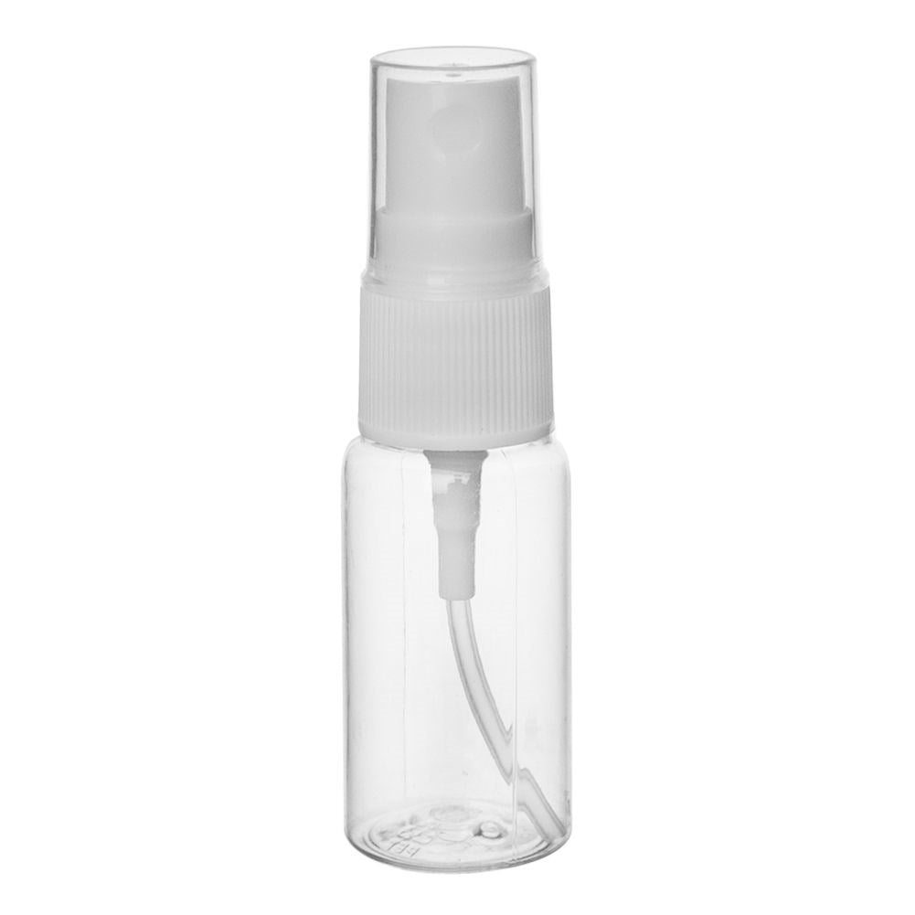 Small cosmetic bottle with spray pump for travel and DIY.