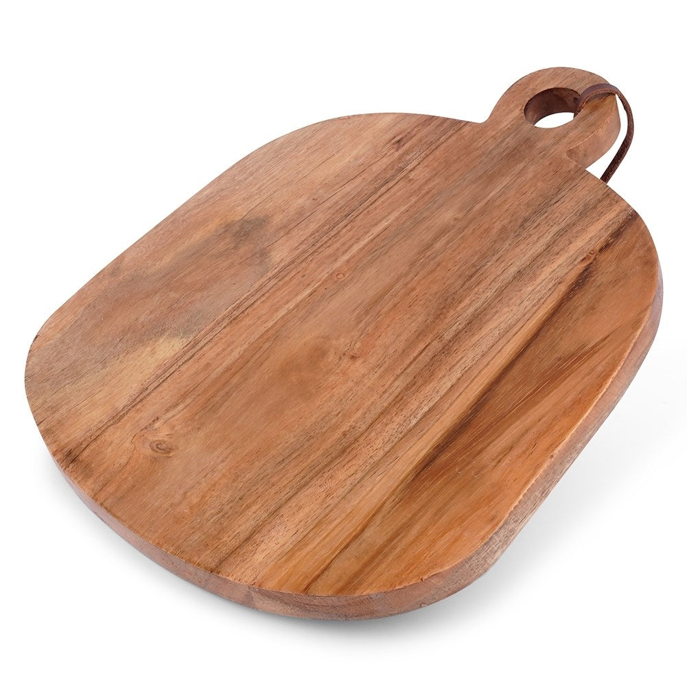 Small cutting board in acacia wood with handle for serving