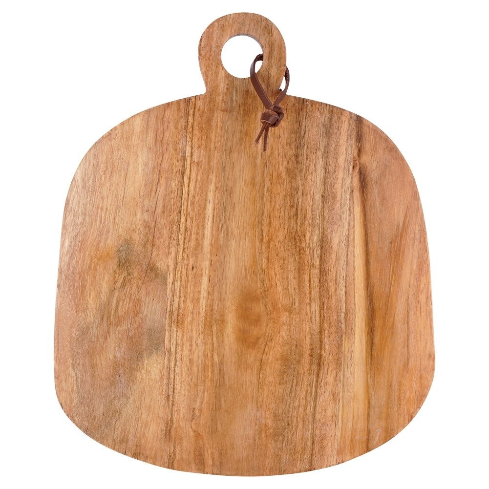 Small cutting board in acacia wood with handle for serving