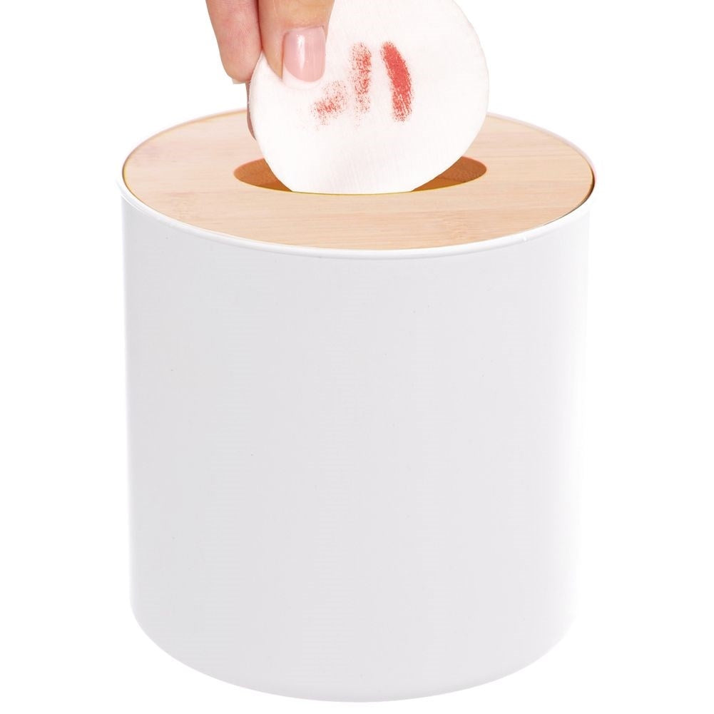 Small durable waste bin for bathrooms in plastic and bamboo