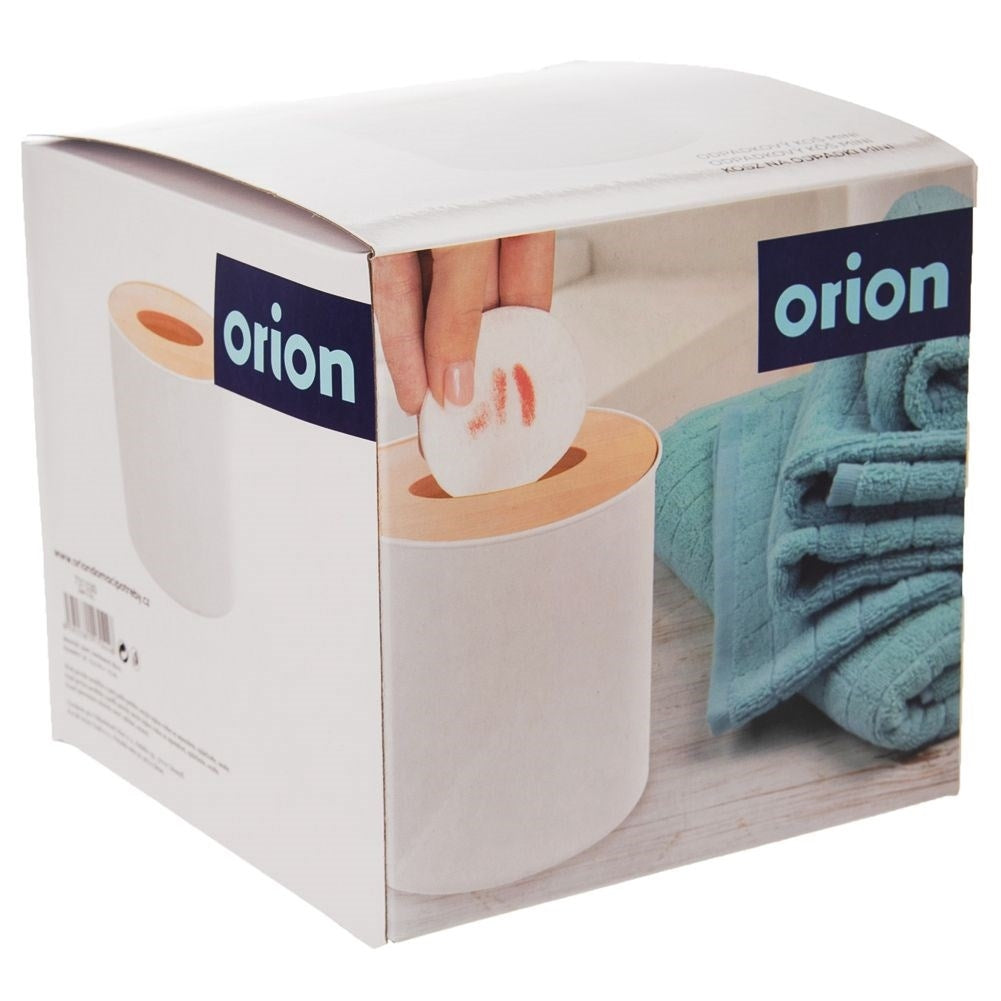 Small durable waste bin for bathrooms in plastic and bamboo