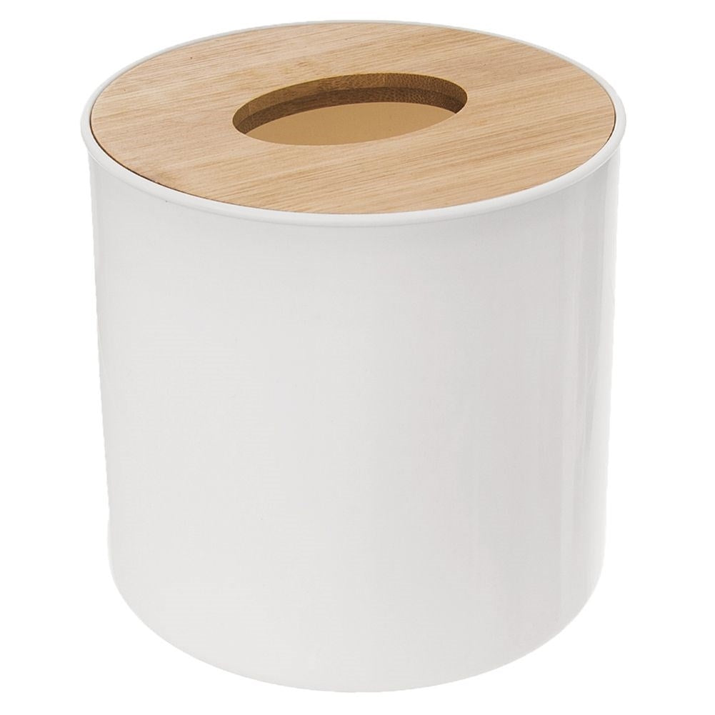 Small durable waste bin for bathrooms in plastic and bamboo