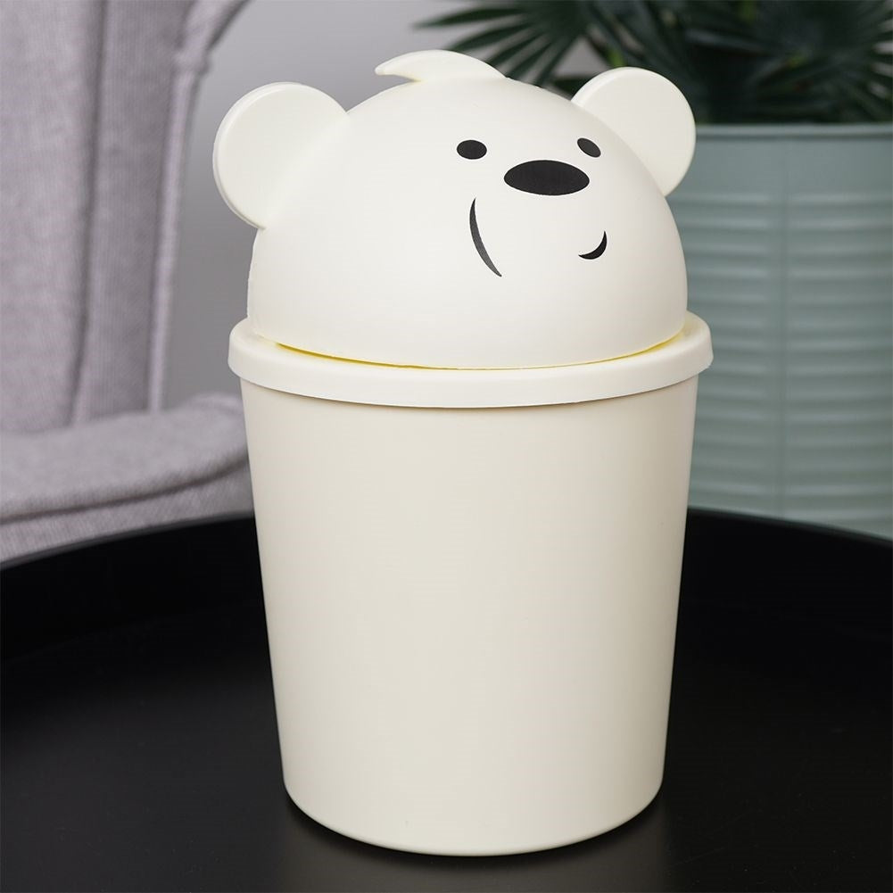 Small dustbin with removable lid in a cute bear shape