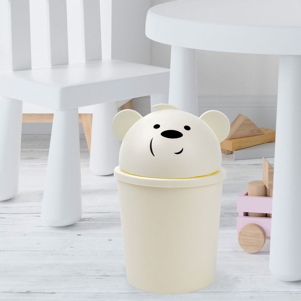 Small dustbin with removable lid in a cute bear shape