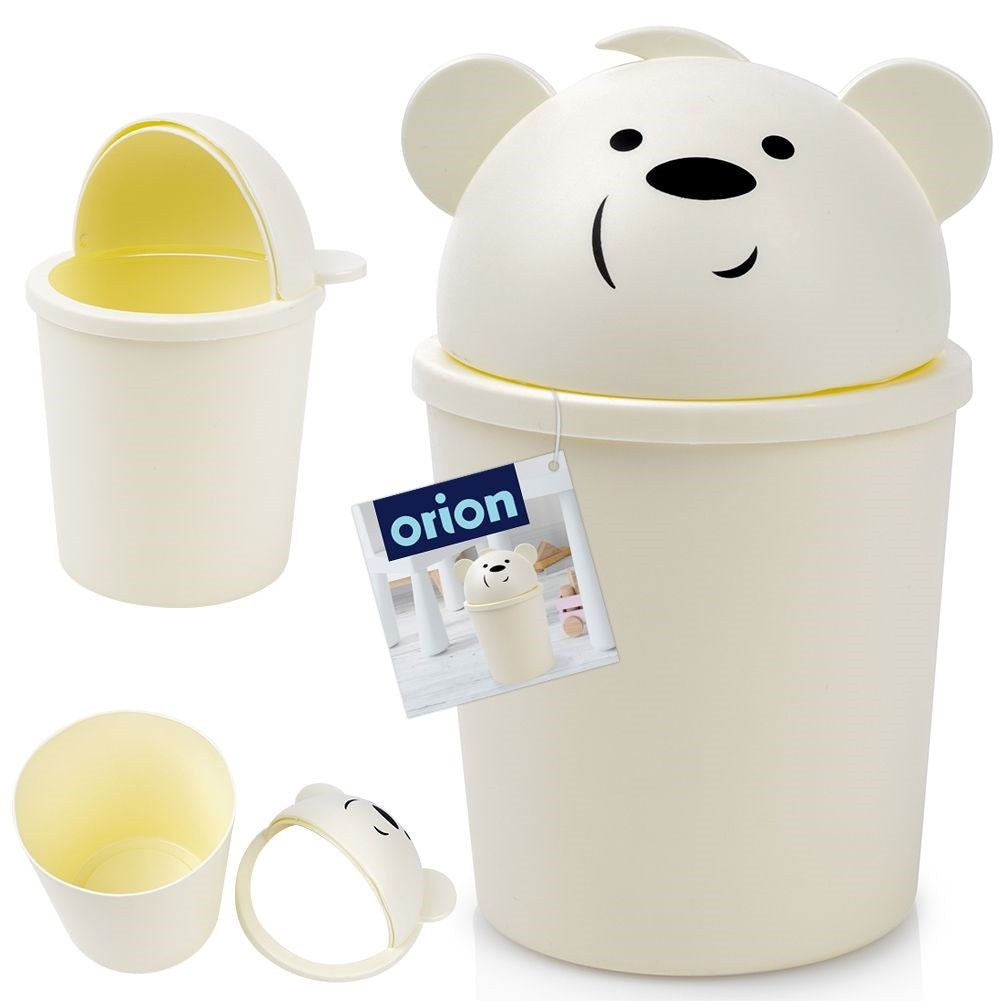Small dustbin with removable lid in a cute bear shape