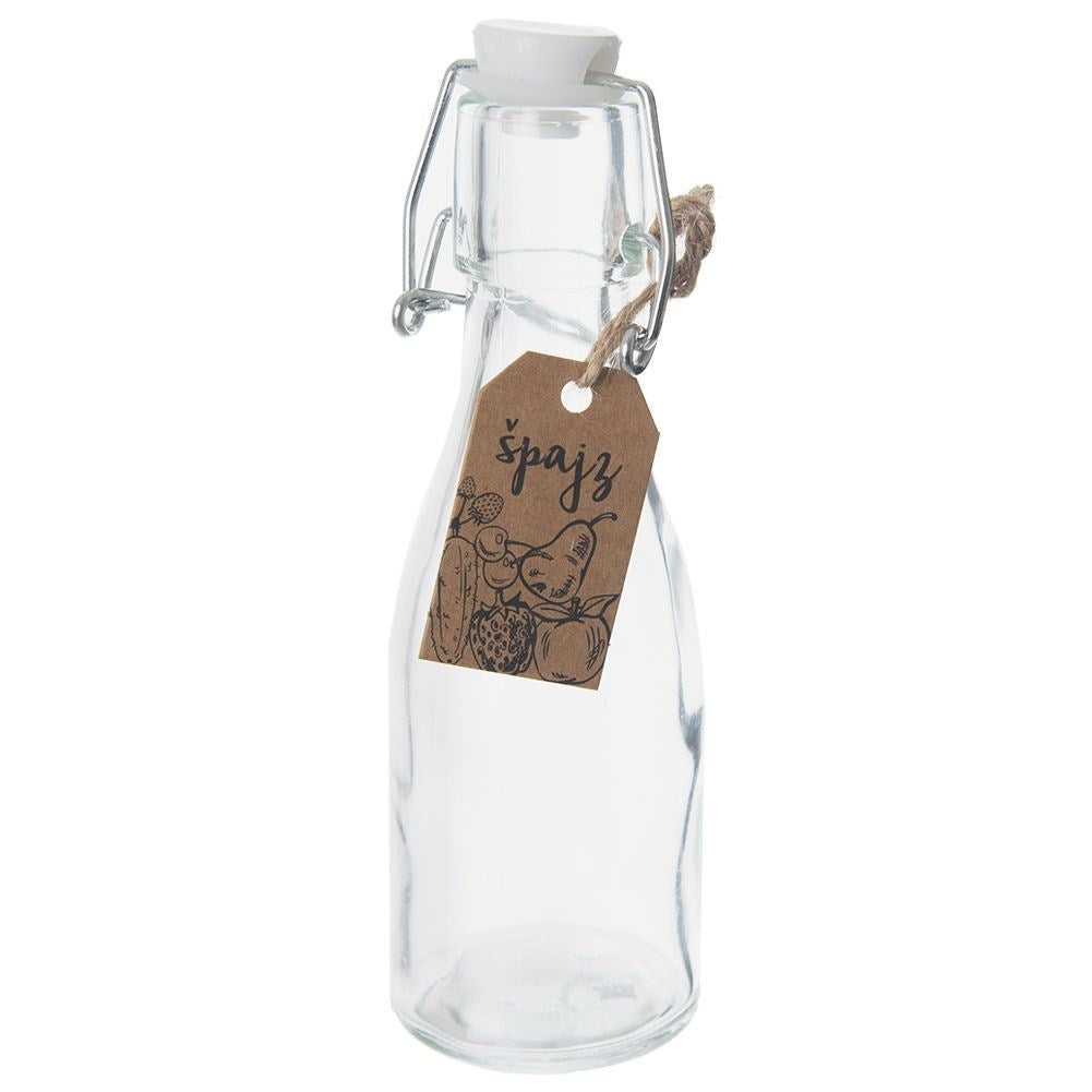 Small glass bottle 160 ml with tight-fitting clamp closure