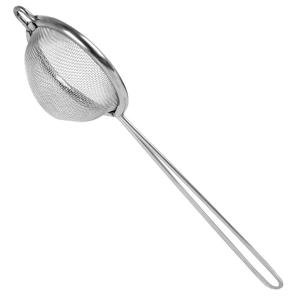 Small kitchen strainer in stainless steel for baking and cooking
