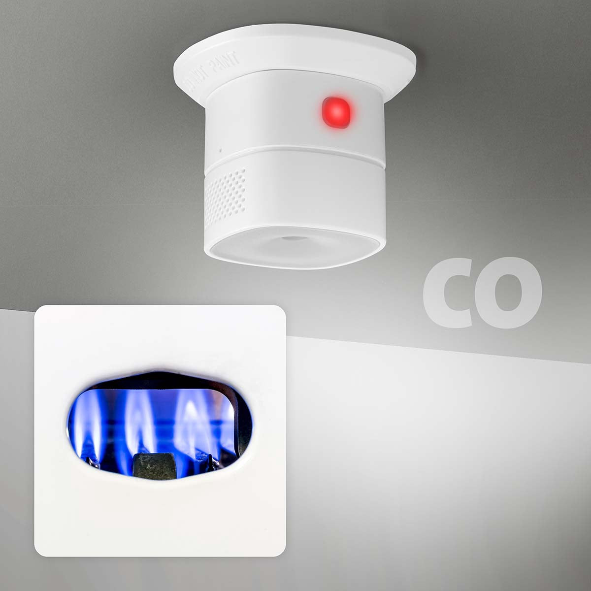 Smart Carbon Monoxide Detector, App-Connected, 85 dB Alarm