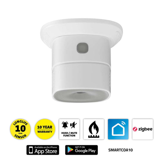 Smart Carbon Monoxide Detector, App-Connected, 85 dB Alarm