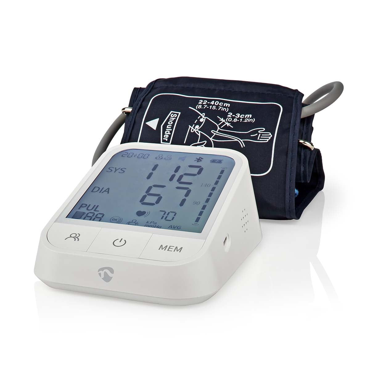SmartLife Blood Pressure Monitor | Arm | Bluetooth | LCD Screen | 22 - 42 cm | Standstill Indication / Cuff On Detection / Irregular Heartbeat Detection | White