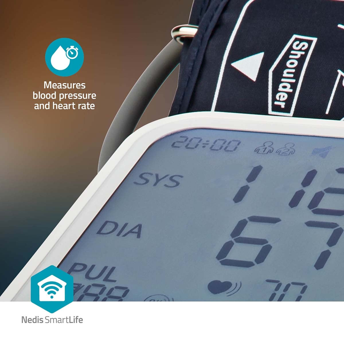 SmartLife Blood Pressure Monitor | Arm | Bluetooth | LCD Screen | 22 - 42 cm | Standstill Indication / Cuff On Detection / Irregular Heartbeat Detection | White