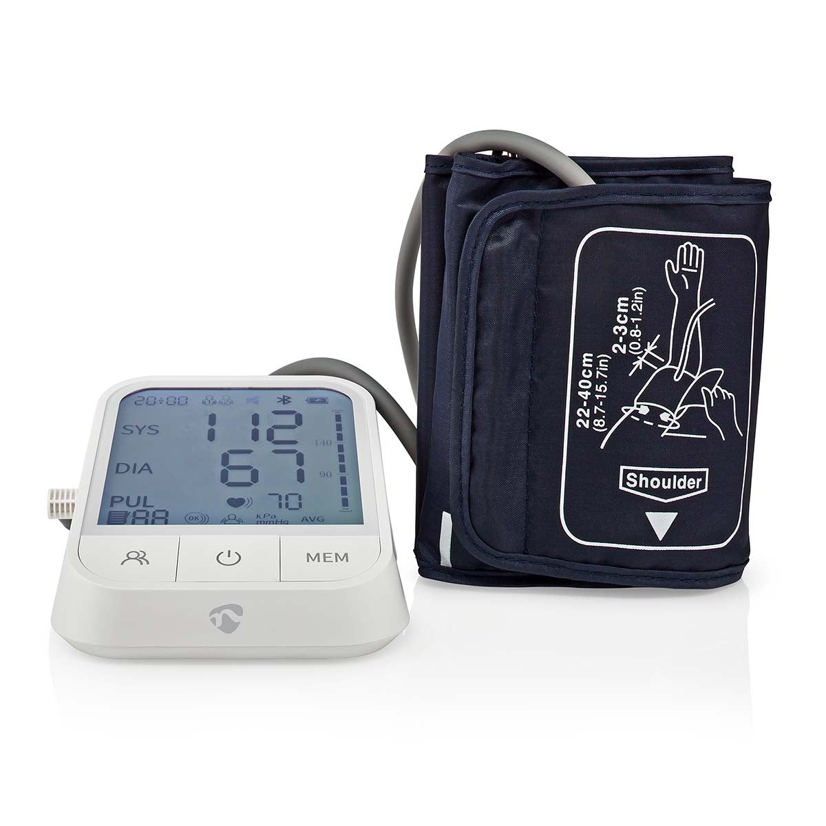 SmartLife Blood Pressure Monitor | Arm | Bluetooth | LCD Screen | 22 - 42 cm | Standstill Indication / Cuff On Detection / Irregular Heartbeat Detection | White
