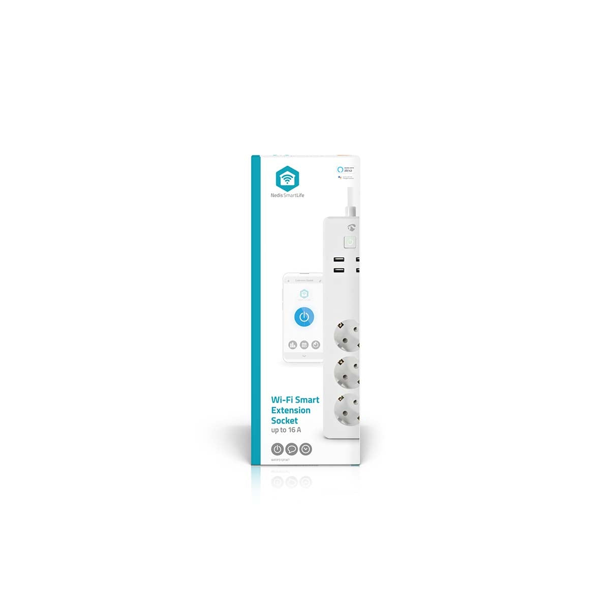 SmartLife Branch connector | Wi-Fi | 3x Grounded connector (CEE 7/3) / 4 x USB | 16 A| 3680 W | 1.80 m | -10 - 40 °C | Android™ / IOS | White
