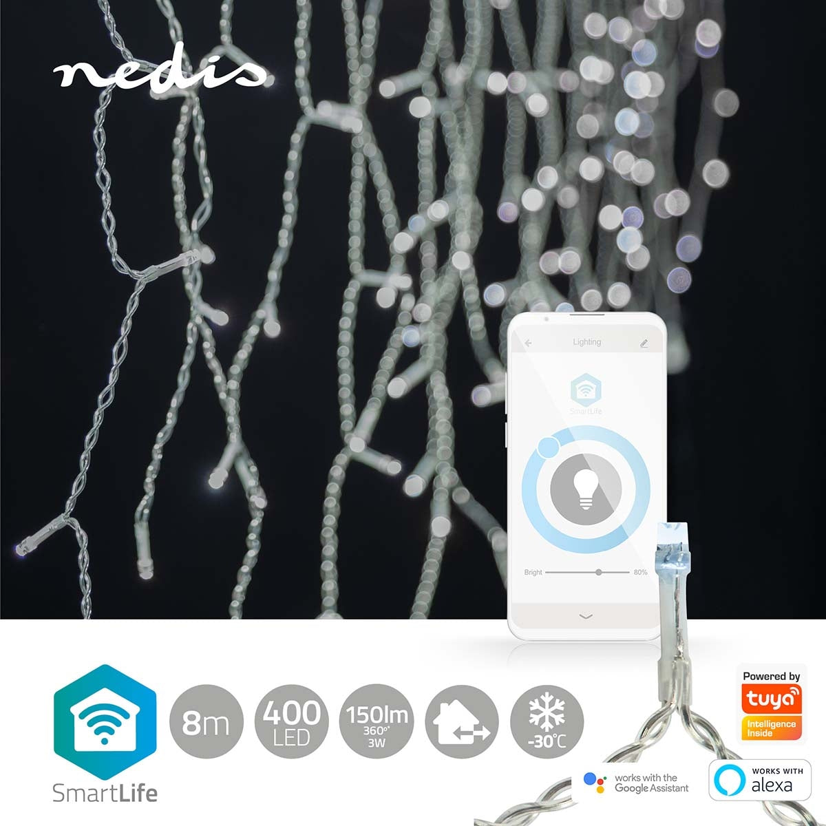 SmartLife Christmas Lighting | Icicles | Wi-Fi | Cold White | 400 LEDs | 8.00 m | Android™ / IOS