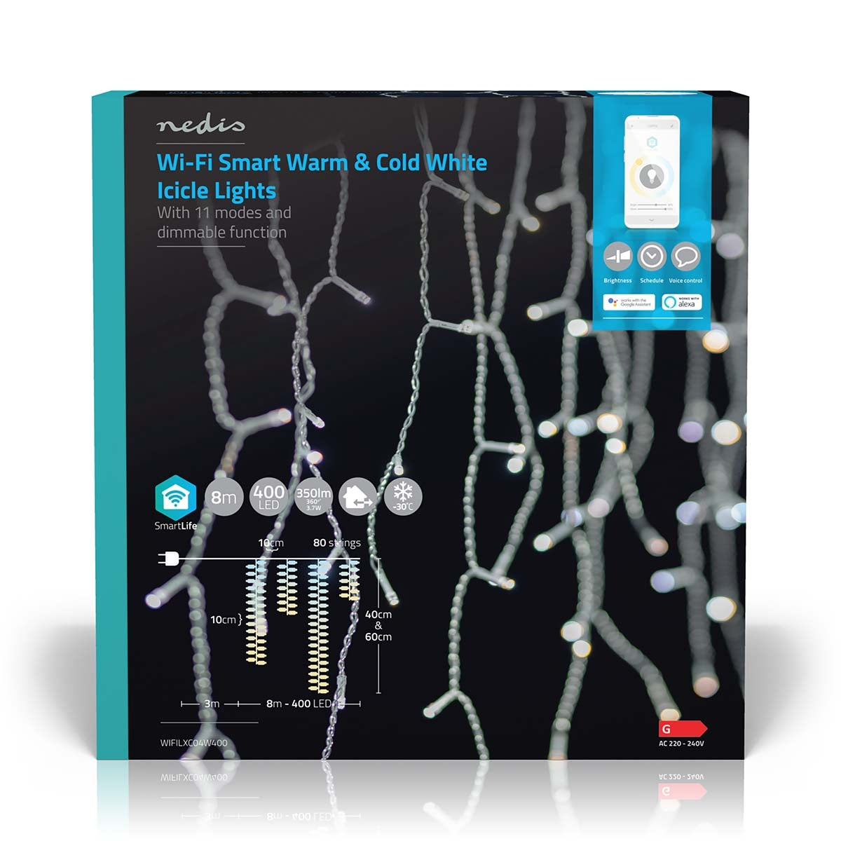 SmartLife Christmas Lighting | Icicles | Wi-Fi | Warm to cool white | 400 LEDs | 8.00 m | Android™ / IOS